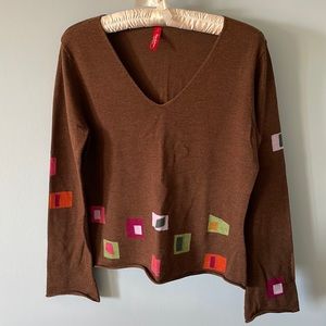 Hanna Andersson chocolate brown, V neck sweater